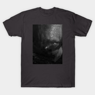 Portrait, digital collage, special processing. Weird. Alien mouth. Grayscale. T-Shirt